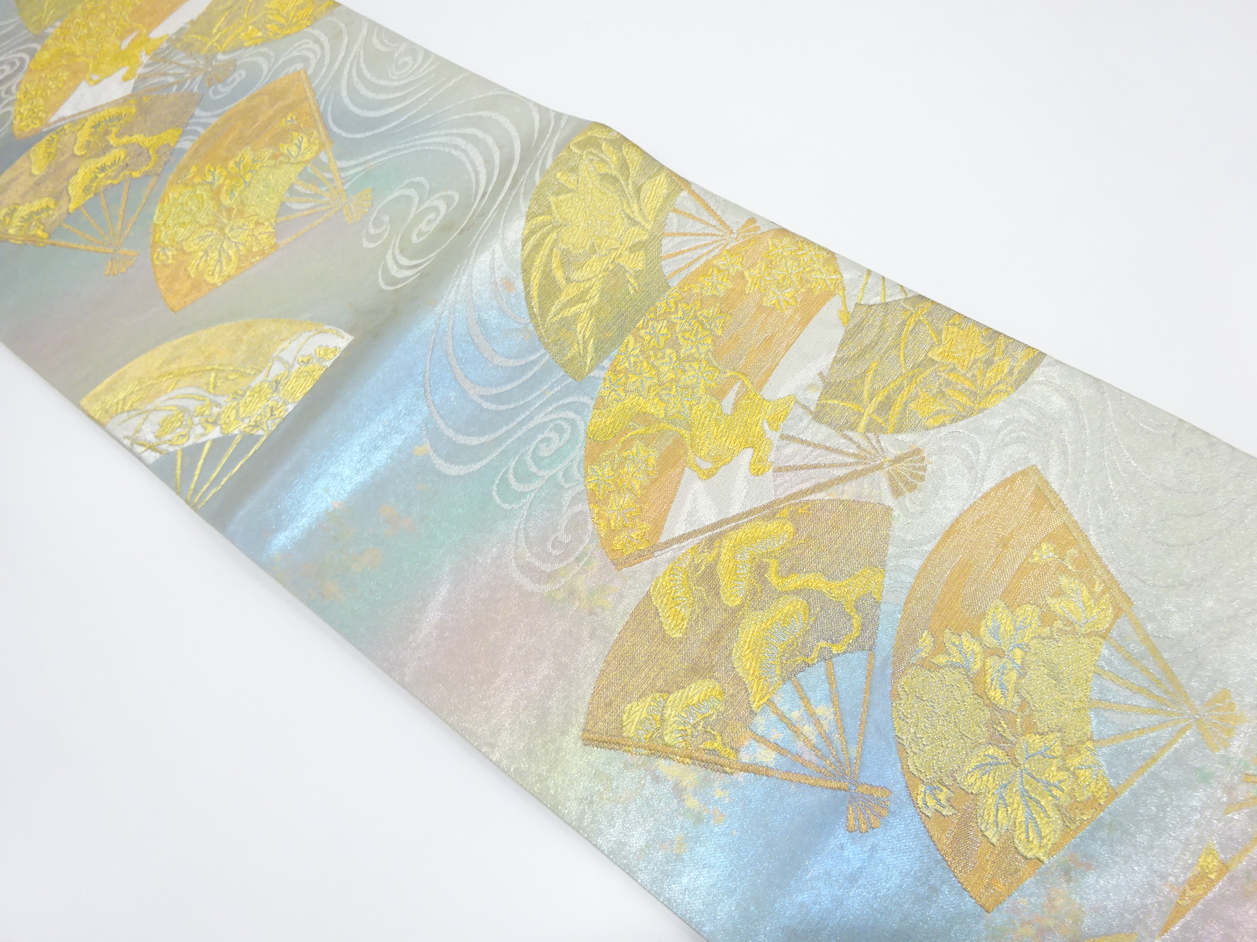 引箔　琳派流水扇文織り出し　袋帯